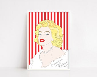 Art Print, "Marilyn “ , Marilyn Monroe, Icona, Attrice, musa, Holliwood star  Stampa d'arte,   Frase Motivazionale, bambini, arte parete.