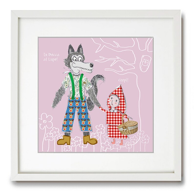wall art fairy tail il lupo,Art print Cappuccetto Rosso