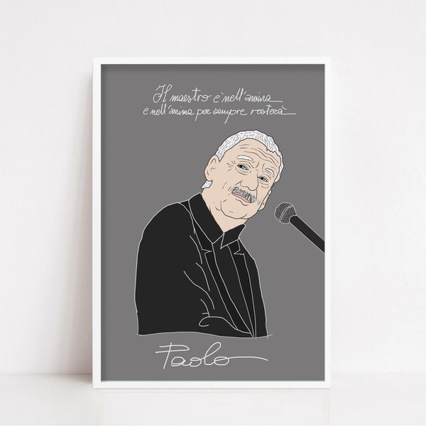 Art Print, “ Paolo Conte “ , poeta, cantautore, Stampa d’arte,   Frase Motivazionale, ispirazione, arte parete.