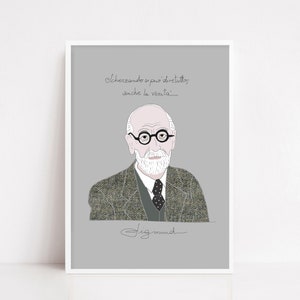 Art Print, Sigmund ,Sigmund Freud, Freud, Psicanalisi, Filosofo, Stampa darte, Frase Motivazionale, ispirazione, arte parete. image 1