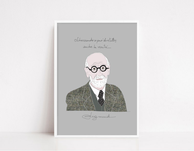 Art Print, Sigmund ,Sigmund Freud, Freud, Psicanalisi, Filosofo, Stampa darte, Frase Motivazionale, ispirazione, arte parete. image 1