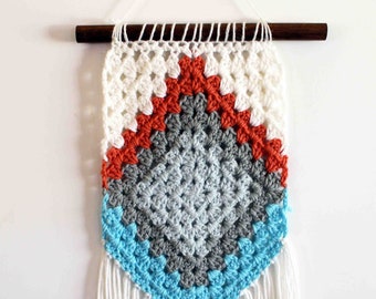 Crochet Wall Hanging, Wall Art, Pop of Color, Ready to Ship