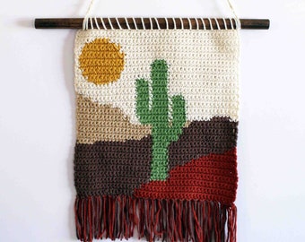 Cactus Art, Crochet Wall Hanging, Crochet Wall Art, Desert Art, Ready to Ship,