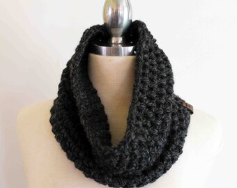 Crochet Cowl, Neck Warmer, Handmade Cowl, Cowl Scarf, Black Cowl, Infinity Scarf, Cowl Neck, Gift for her, Unisex Cowl, Circle Scarf