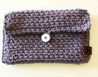 Crochet Clutch bag, Crochet Pouch, Small Clutch, Make Up bag, Purple Clutch, Handmade Pouch, Button Pouch, Hand Clutch