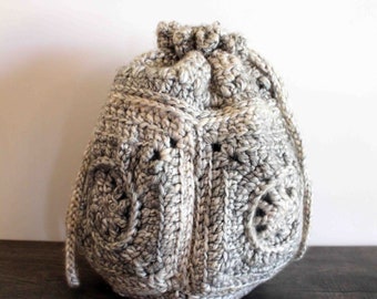 Crochet cinch sac, Crochet Pouch, Granny Square Pouch, Crochet Bucket Bag