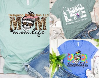 Buena mamá, mamá esqueleto, campamento, vida de campista y camisa de mamá de la lista de reproducción trampa