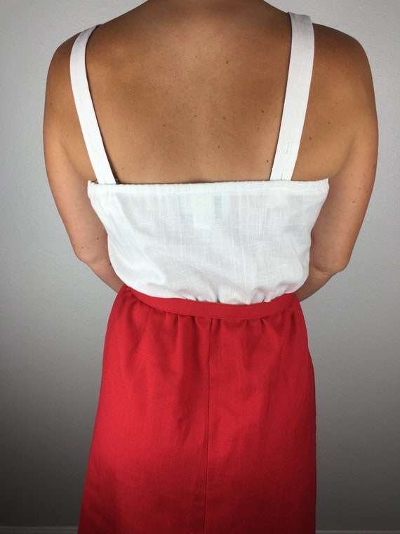 Vintage 80s Red and White Apron Dress - image 5