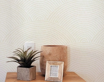Hand Drawn Scallop Wallpaper / Coastal Boho Wallpaper / Coastal Decor / Neutral Subtle Wallpaper