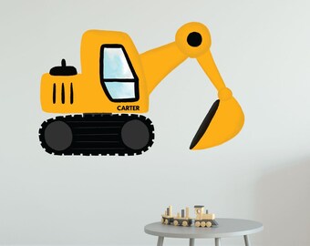 Excavator Removable Decal / Digger Decal / Digger Room / Diggers / Excavator Decor/  Boys Room / Children's Bedroom