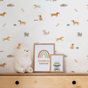Dog Removable Wall Decals / Watercolour Animal Decals / Puppy Stickers /Watercolor Puppy Artwork / Neutral Nursery / Kids Room Wall Stickers