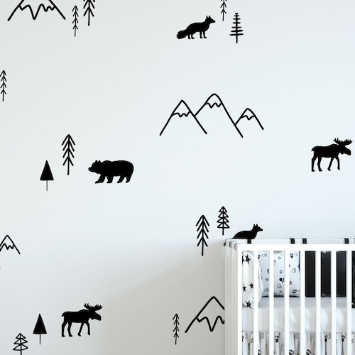 Wilderness Wall Decals / Removable Decals / Forest Decals / Etsy
