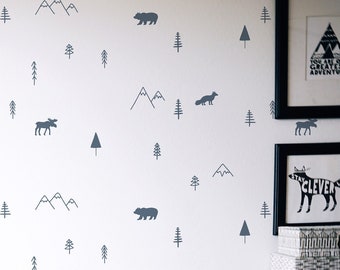 Wilderness Wall Decals / Removable Decals / Forest Decals / Forest Animals / Forest Compilation / Forest Wall Art / Boys Nursery