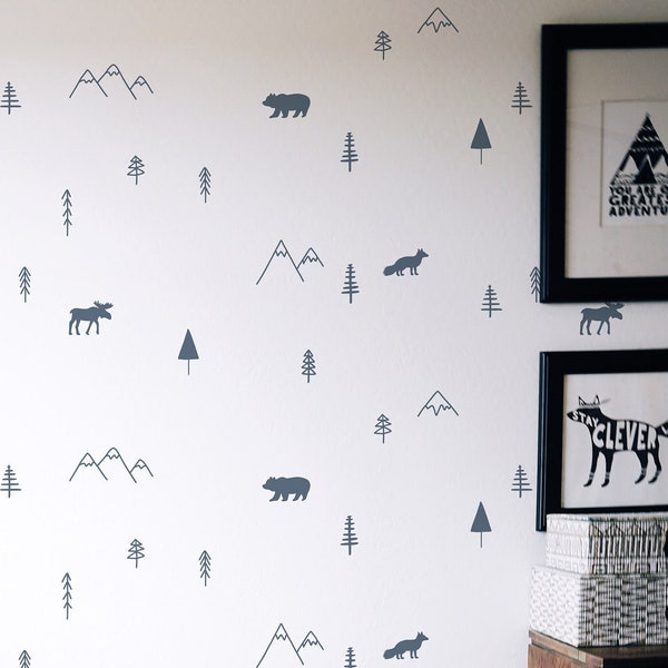 Wilderness Wall Decals / Removable Decals / Forest Decals / Forest Animals / Forest Compilation / Forest Wall Art / Boys Nursery