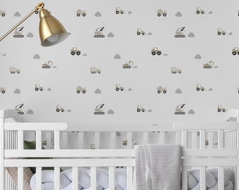 Construction Vehicles Removable Wall Decals / Construction Stickers / Neutral Construction Decals / Kids Room Decals