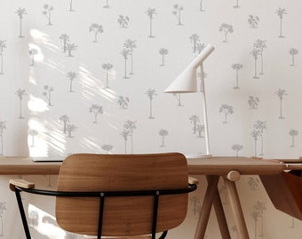 Mini Palm Tree Removable Wallpaper / Palm Wallpaper / Palm Leaves / Tropical Plants Wallpaper / Coastal Decor /