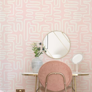 Paintbrush Maze Wallpaper - alternate colors available / Labyrinth Wallpaper / Modern Lines Wallpaper / Hand Painted Wallpaper