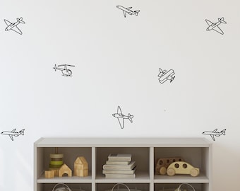Décalcomanies d'avion minimalistes / Décoration simple d'avion / Décalcomanies murales amovibles d'avion / Décoration de chambre de bébé / Chambre de garçons / Stickers avion