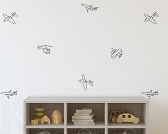 Minimalist Airplane Decals / Simple Airplane Decor / Removable Airplane Wall Decals / Nursery Decor / Boys Room / Airplane Stickers