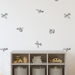 Minimalist Airplane Decals / Simple Airplane Decor / Removable Airplane Wall Decals / Nursery Decor / Boys Room / Airplane Stickers image 1