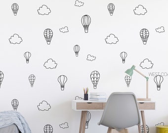 Minimalist Hot Air Balloon Removable Wall Decals / Hot Air Balloon Decor / Neutral Room Decor / Nursery Decals / Whimsical Room Decor