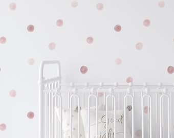 Pastel Pink Watercolor Dots / Removable Pastel Wall Polkadots / Dot Wall Stickers / Nursery Decals / Pink Dot Decals