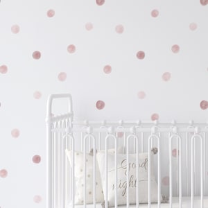 Pastel Pink Watercolor Dots / Removable Pastel Wall Polkadots / Dot Wall Stickers / Nursery Decals / Pink Dot Decals