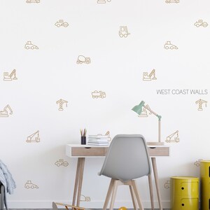 Minimalist Construction Decals / Simple Construction Decals / Custom Construction Decals / Boys Room / Car Stickers