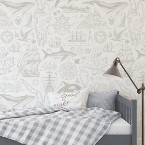 Nautical Adventure Wallpaper / Nautical Theme / Ocean Wallpaper / Wallpaper / Boat Decor / Boys Room Wallpaper