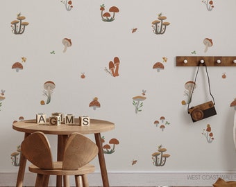 Wild Mushroom Removable Wall Decals / Nursery Decor / Boys Room / Whimsical Mushroom Decals / Woodland Theme