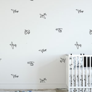 Minimalist Airplane Decals / Simple Airplane Decor / Removable Airplane Wall Decals / Nursery Decor / Boys Room / Airplane Stickers image 2