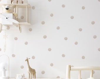 Neutrale beige stip verwijderbare muur stickers/aardse stippen/dot muur stickers/kwekerij decor/neutrale kwekerij/Boho decor