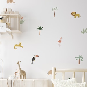 Jungle Animals Removable Wall Decals / Jungle Decor / Removable Wall Stickers / Nursery Decor / Boys Room / Lion Cheetah Toucan Elephant