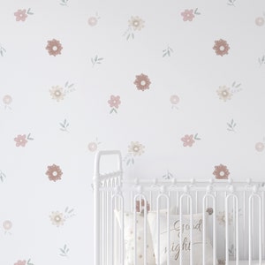 Muted Watercolor Painted Flowers Removable Wall Decals / Floral wall stickers / Hand Painted Floral / Flower Feature Wall /  Nursery Decals