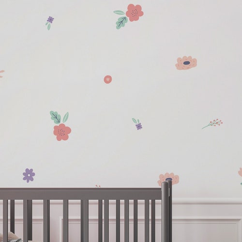 Flower Wall Stickers / Removable Floral Wall Decal / Peony Etsy
