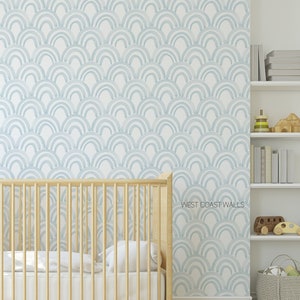 Blue Watercolor Scallop Wallpaper / Blue Watercolor / Wallpaper / Coastal Wallpaper / Coastal Decor / Scalloped