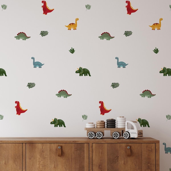 Calcomanías de dinosaurios / Decoración de dinosaurios / Dinosaurios extraíbles / Decoración de habitación infantil / Habitación de niños / Dinosaurios / Decoración de pared para habitación infantil