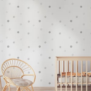 Grey Watercolor Removable Polka Dot Wall Decals / Dot Wall Stickers / Neutral Dots / Nursery Decor / Neutral Decor / Neutral Nursery