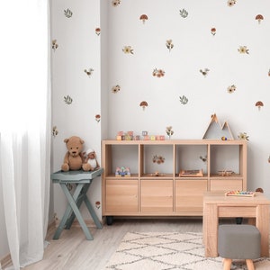Millie Flowers and Bird Decals / Painted Florals Removable Wall Decals / Flower Feature Wall /  Nursery Decals / Whimsical Boho Floral