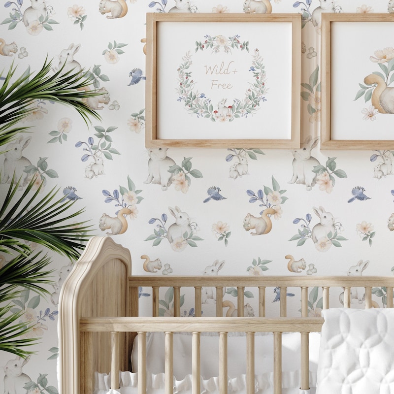 Woodland Nursery Wallpaper - Etsy