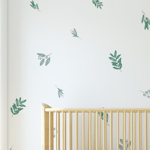 Watercolor Leaves Removable Wall Decals / Botanical / Etsy