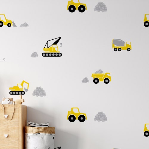 Construction Vehicles Removable Wall Decals / Excavator Decal Etsy Canada