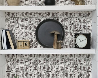 Block Print Geometric Wallpaper / Bold Wallpaper / Eclectic Style / Modern Wallpaper / Abstract Wallpaper