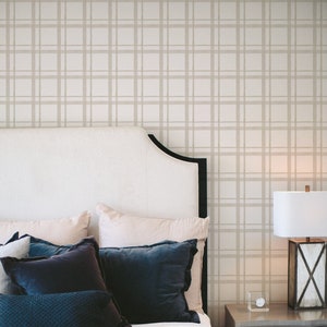 Small Watercolor Plaid Wallpaper / Gingham Watercolor Wallpaper / Checkered Wallpaper