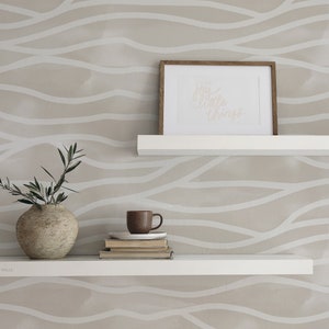 Boho Wave Wallpaper, Alternate Colours available / Abstract lines Modern Wall / Custom Wallpaper / Modern Nursery / Subtle Walls