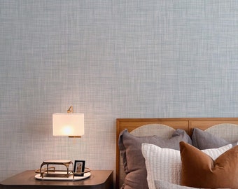 Light Blue Seagrass Wallpaper / Linen Wallpaper / Natural Wallpaper / Texture Wallpaper / Neutral Textured Wall