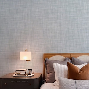 Light Blue Seagrass Wallpaper / Linen Wallpaper / Natural Wallpaper / Texture Wallpaper / Neutral Textured Wall