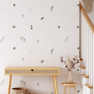 Black Watercolor Leaves Removable Wall Decals / Botanical / Floral Decals / Flower Decals / Watercolour Wall Art / Girls Room