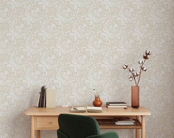 Soft Botanical Wallpaper / Muted Floral Walls / Neutral Floral Wallpaper / Hand Drawn Wallpaper