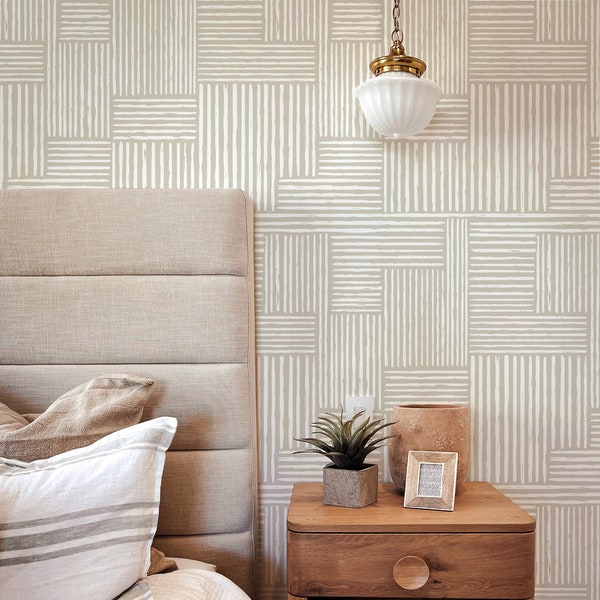 Boxy Stripes Wallpaper Alternate Colours available / Abstract lines Modern Wall / Geometric Wallpaper / Feature Wall